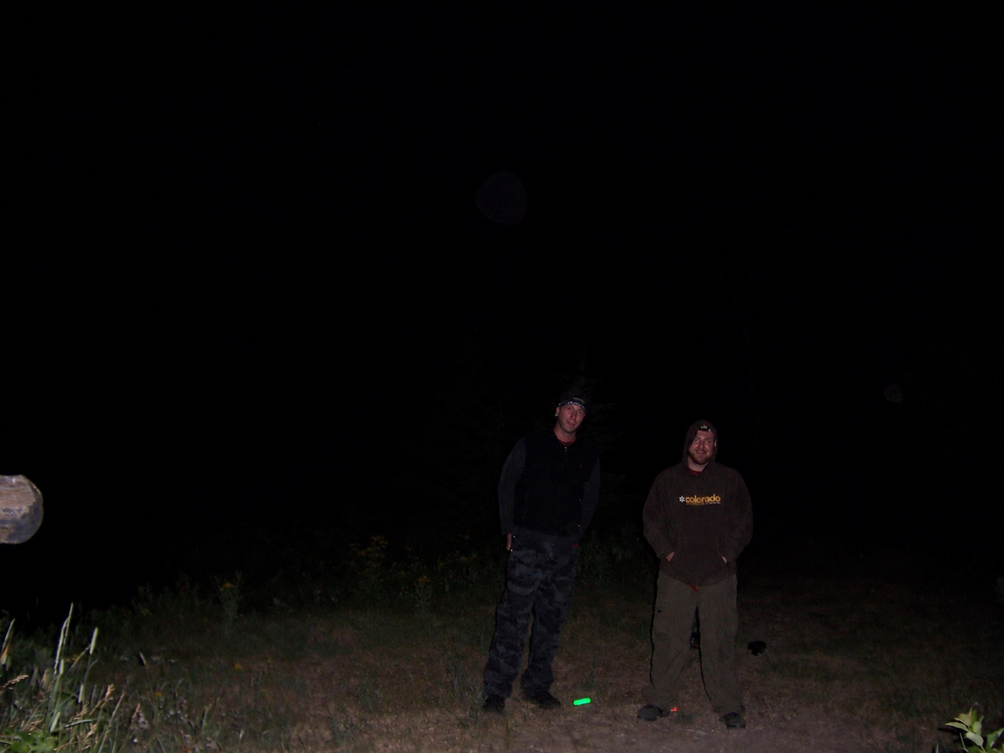 Two friends on a night hike from the original archive